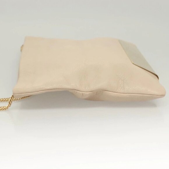 Jimmy Choo Chain Shoulder Bag Leather Beige Gold Auth bs27431 - Picture 8 of 15